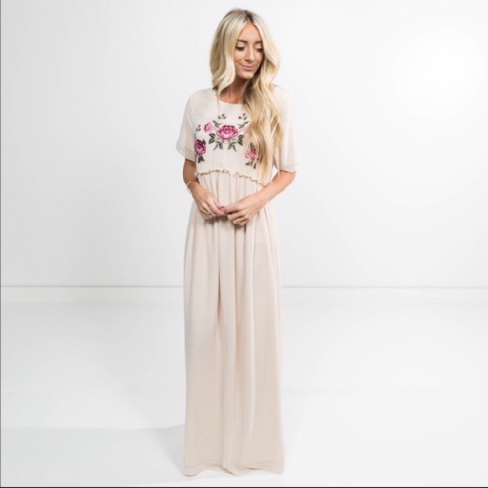 Embroidered boho style dress